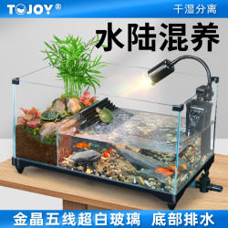 添悦 乌龟饲养缸家用生态造景小别墅防逃逸水陆两栖缸养乌龟金晶玻璃缸
