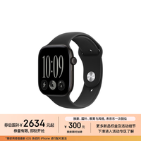 苹果 Watch Series 12 智能手表 46mm GPS版  黑色铝金属表壳 黑色运动型表带 S/M