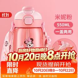 迪士尼 儿童水杯带吸管耐高温tritan塑料水壶夏季男女小学生专用防摔杯子
