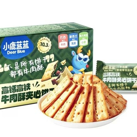 小鹿蓝蓝 高钙含铁牛肉酥夹心饼干100g