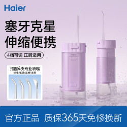 海尔 冲牙器便携式电动洁牙器   灵境紫 4支喷头
