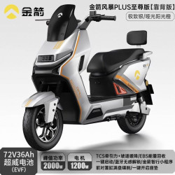 金箭 风暴 PLUS 至尊版 智能电动摩托车 72V36Ah 超威石墨烯电池 靠背款