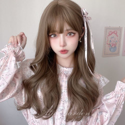 Alice garden 假发女长发网红lolita长卷发自然齐刘海逼真头皮时尚jk全头套假发