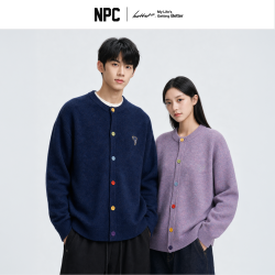 NPC 潮牌胸口刺绣针织开衫彩虹植绒扣秋冬男NP5CSW06
