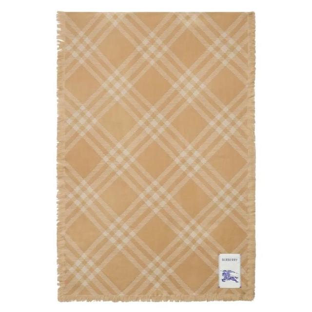 BURBERRY 宽格纹羊毛真丝围巾