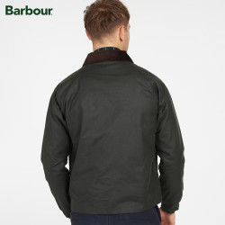 Barbour Dom男士油蜡夹克 灯芯绒领短款英伦复古工装外套 鼠尾草绿 xx70 M
