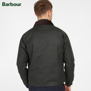 Barbour Dom男士油蜡夹克 灯芯绒领短款英伦复古工装外套 鼠尾草绿 xx70 M