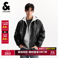 杰克琼斯 男装秋冬新款翻领棉衣棉服外套 黑色