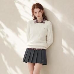 TEENIE WEENIE 女装四季绞花针织衫春秋季保暖套头圆领毛衣