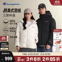 Champion 冠军连帽羽绒服男2026秋季新款轻盈短款面包服女 黑色 M