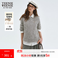 TEENIE WEENIE 小熊女装毛针织衫秋冬基础简约易搭时尚保暖舒适毛衣 浅灰色 M