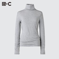 优衣库 女装HEATTECH EXTRA WARM 混纺高领T恤/长袖 9%羊绒 478954 478954/03灰色 M