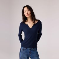 移动端、88VIP：Levi's 26年秋季新款女士美式复古修身休闲小V领长袖打底T恤