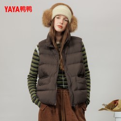 YAYA 鸭鸭羽绒马甲女短款2026立领外穿无袖鸭绒外套S