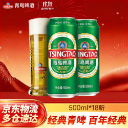 青岛啤酒 经典啤酒 原麦汁浓度10°P 百年传承口感醇厚  500mL 18罐