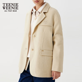 TEENIE WEENIE 刺绣西装翻领 毛呢大衣 黄色 S