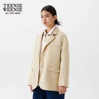 TEENIE WEENIE 刺绣西装翻领 毛呢大衣 黄色 S