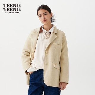 TEENIE WEENIE 刺绣西装翻领 毛呢大衣 黄色 S
