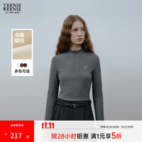 TEENIE WEENIE 小熊女装T恤秋冬季半拉链收腰款立领长袖打底衫上衣 深灰色 M