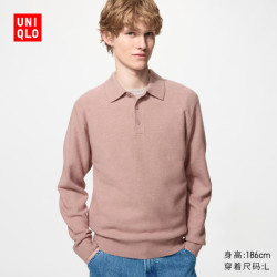 优衣库 487939 Souffle Yarn针织Polo衫 水粉色 S