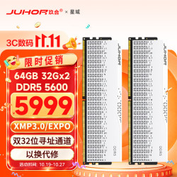 玖合 64GB(32GBx2)套装 DDR5 5600 台式机内存条 星域系列无灯 助力AI 适配黑神话悟空