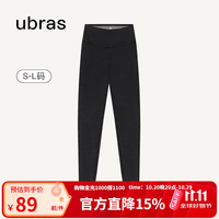 Ubras 仿牛仔高腰收腹加绒打底裤女保暖时尚高弹可外穿 黑色平腰款 1条 M