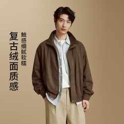 热风 男士工装风皮质感夹克