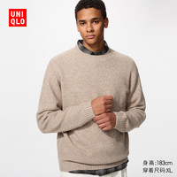 优衣库 486080 Souffle Yarn圆领针织衫 驼色 M