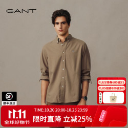 GANT 26秋冬新款男士纯棉磨毛长袖衬衫通勤百搭衬衣 244-复古卡其 L