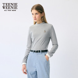 TEENIE WEENIE 小熊女装长袖弹力拉绒竖纹打底衫