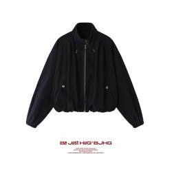 BJHG 不上班系列 BJHG不计后果 工装夹克女秋哈灵顿立领短款外套