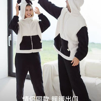 Ubras 熊绒绒拉链家居服套装男女睡衣保暖冬季套装舒适可外穿