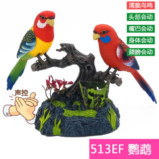 创意仿真声控小鸟摆件网红减压益智房间书房玄关炫光桌面装饰摆件