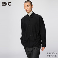 优衣库 486614 易打理 黑色 L 长袖衬衫
