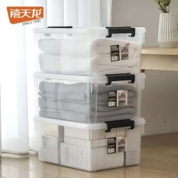 禧天龙 加厚收纳箱 3个装 透明白 大号 31*23*14CM