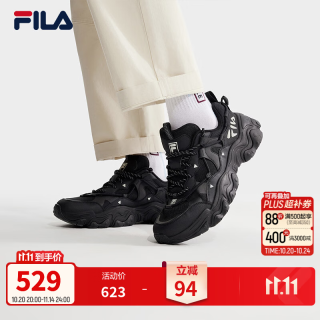 斐乐 猫爪5丨FILA老爹鞋秋季男鞋运动鞋休闲鞋复古厚底增高黑色鞋子 黑-BK 43