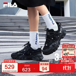 斐乐 猫爪5丨斐乐老爹鞋女鞋黑色鞋子休闲复古增高运动鞋