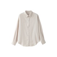 移动端：无印良品 MUJI 女式 法兰绒衬衫领宽版长袖衬衫