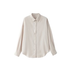 无印良品 MUJI 女式 法兰绒衬衫领宽版长袖衬衫