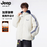 JEEP SPIRIT 2026冬季潮牌情侣假两件连帽棉衣