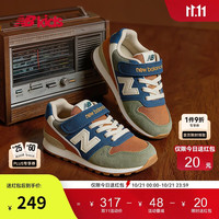 new balance BALANCE4-14岁大童秋冬拼接复古运动休闲鞋996ON 草绿/土橘/深蓝 28.5 脚长17cm