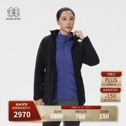 KOLON SPORT 软壳三合一夹克 女子防风透湿户外冲锋衣2级 LKJK5WNT12-BK 黑色  S 160/84A