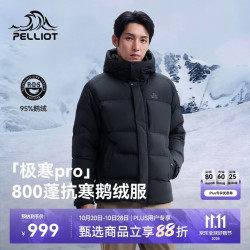 伯希和 800蓬鹅绒羽绒服男防风保暖夹克冬季外套115408025黑L 漫暮黑|银离子蓄热