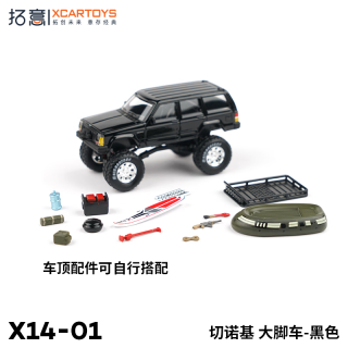 拓意 1/59仿真合金车模型收藏摆件避震越野切洛基大脚车黑色X14-01