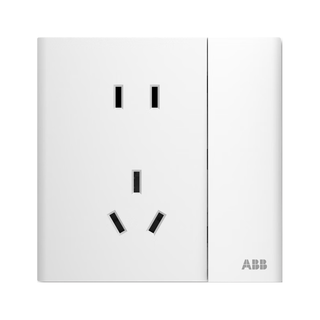 ABB 轩璞系列 CF225 10A五孔带开关 白色 86型插座