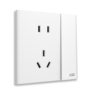 ABB 轩璞系列 CF225 10A五孔带开关 白色 86型插座