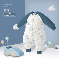 阳阳韩韩 江苏鲸时婴儿睡袋秋冬季夹棉加厚防踢被80码，推荐身高60cm-75cm