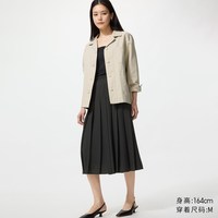 优衣库 雪纺打褶中裙/优衣库女装半身裙裙子487996