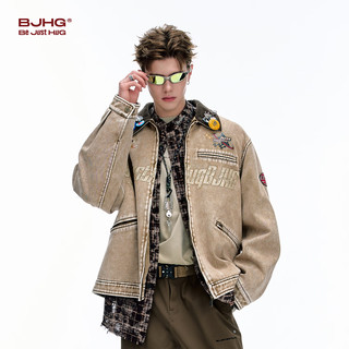 BJHG 灯芯绒拼接 做旧深灰 L 男士夹克