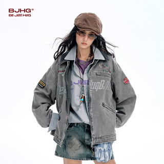 BJHG 美式复古灯芯绒拼接夹克 做旧浅灰 2XL